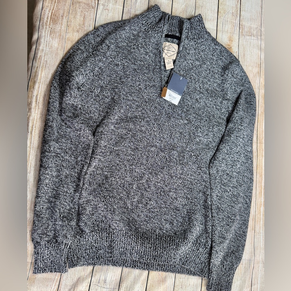 NWT St. John’s Bay Charcoal Marled Quarter Zip Sweater Men’s Medium